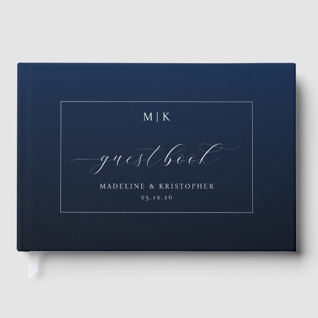 Livre D'or Elegant Navy Blue Calligraphy (Recto)
