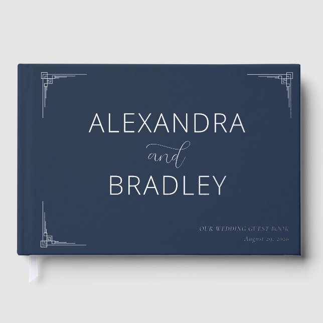 Livre D'or Elegant Navy Geometric (Recto)