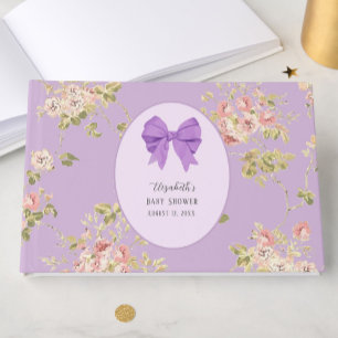 Livre D'or Élégant Nœud Violet Féminin Baby Shower Floral