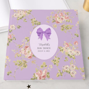 Livre D'or Élégant Nœud Violet Féminin Baby Shower Floral