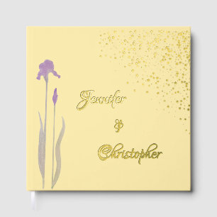 Livre D'or Elégant or pâle violet Aquarelle Iris Mariage