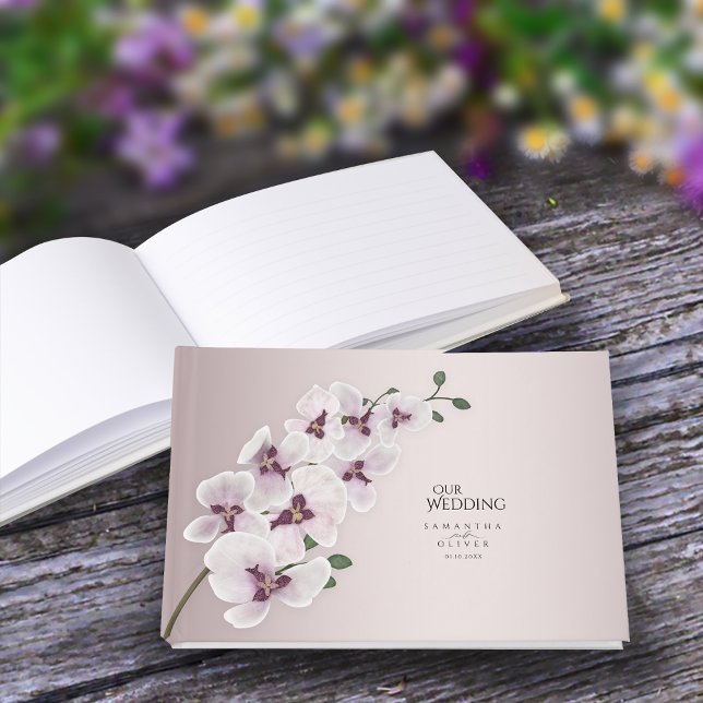 Livre D'or Elegant Orchid Minimalist Wedding Guest Book (Créateur téléchargé)