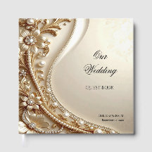 Livre d'or élégant orné de fleurs en or