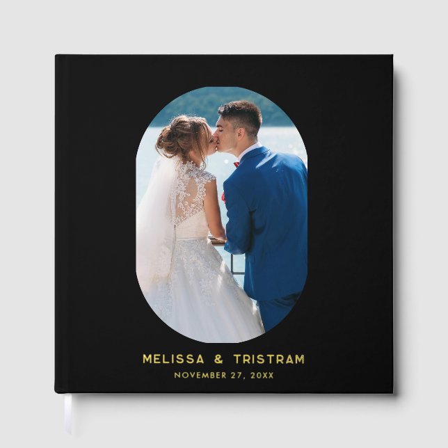 Livre D'or Elégant Ovale Photo Elégant Mariage Noir Personnal (Recto)
