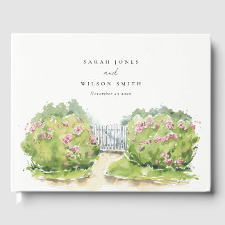Livre D'or Elégant Pastel Aquarelle Cottage Jardin Mariage