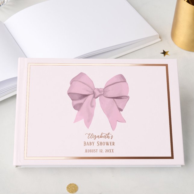 Livre D'or Elegant Pink Bow It's a Girl Baby Shower Rose Gold (Créateur téléchargé)