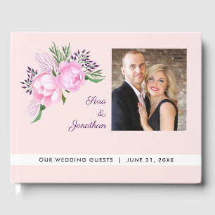 Livre D'or Elegant Pink Peonies Mariage photo