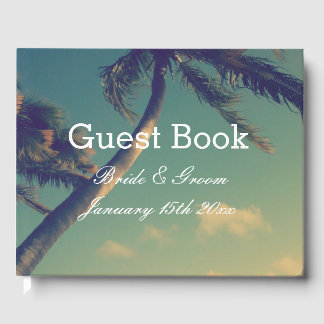 Livre d'or élégant pour mariage intime sur la plag