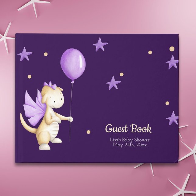 Livre D'or Élégant Purple Baby Dragon Girl Baby shower (Créateur téléchargé)