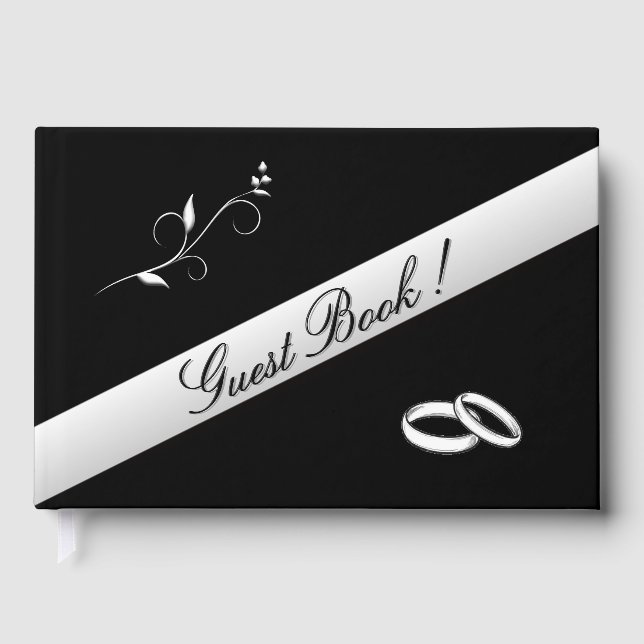 Livre D'or Elegant Rings Black and White Wedding (Recto)