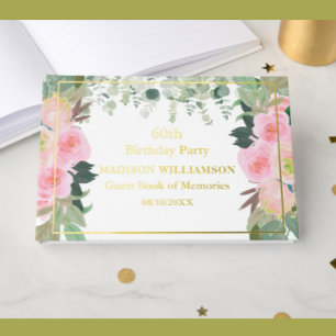 Livre D'or Élégant rose Floral Chaque année Anniversaire Gold