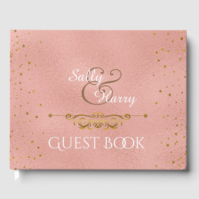 Livre D'or Elégant Rose Gold Foil Mariage Confetti Dots (Recto)
