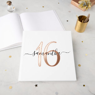 Livre D'or Elégant Rose personnalisé Gold 16e anniversaire
