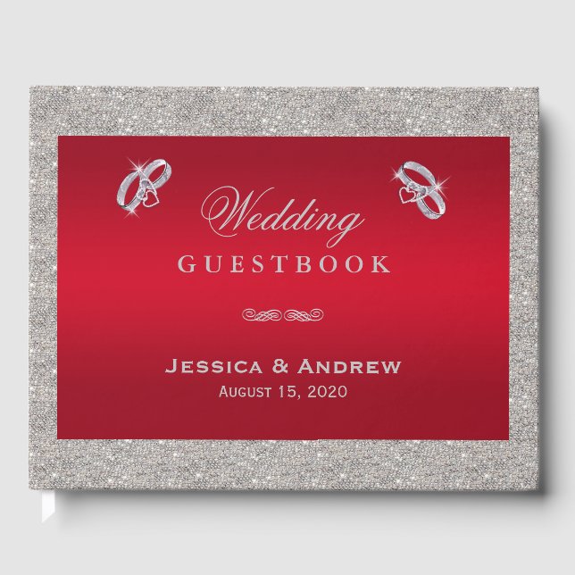 Livre D'or Élégant Rouby Rouge & Mariage de Bagues Argent Spa (Recto)