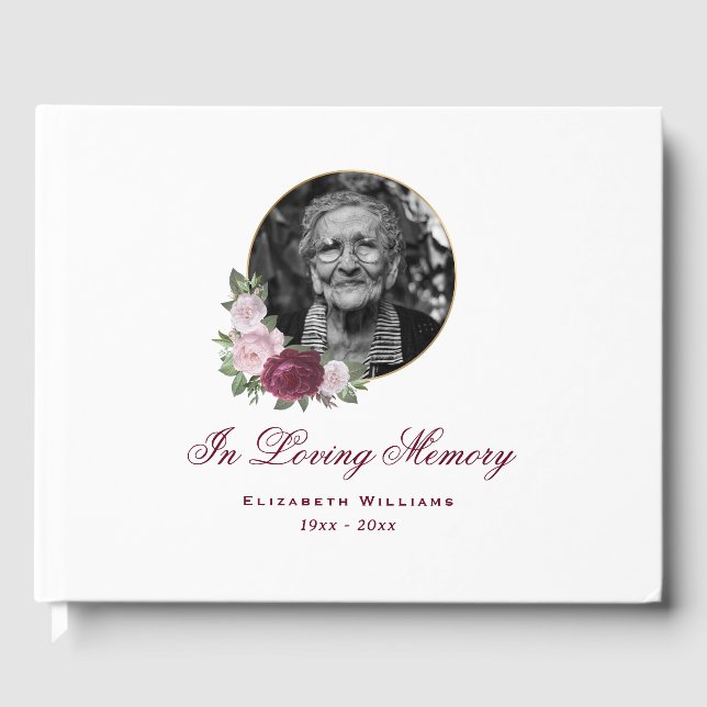 Livre D'or Élégant rouge or rose rose floral photo (Recto)