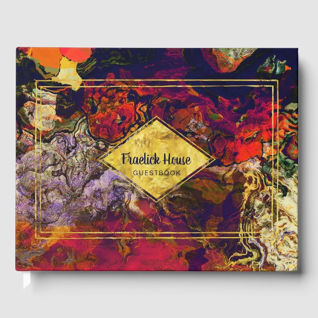 Livre D'or Élégant rouge violet Abstrait avec des accents d'o (Recto)