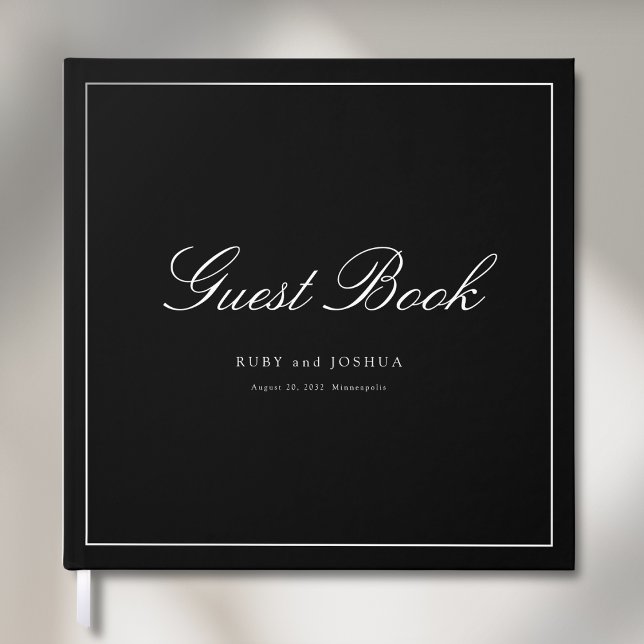 Livre D'or Elegant Royal Black Scripted Font Wedding (Elegant Royal Black Scripted Font Wedding Guest Book)