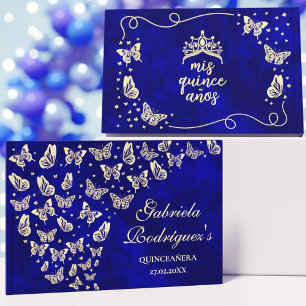 Livre D'or Elégant Royal Blue Gold Butterfly 15th Quinceañera