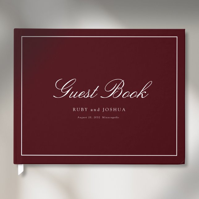 Livre D'or Elegant Royal Burgundy Scripted Font Wedding (Elegant Royal Burgundy Scripted Font Wedding Guest Book)