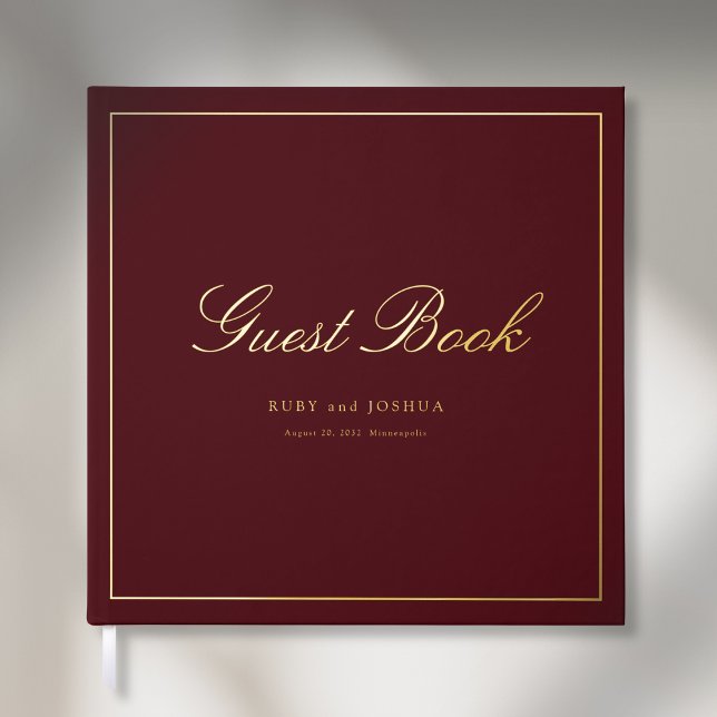 Livre D'or Elegant Royal Scripted Font Wedding (Elegant Royal Burgundy Scripted Font Wedding Foil Guest Book)