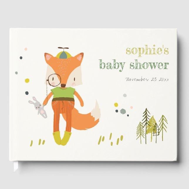 Livre D'or Élégant rustique mignon Woodland Fun Fox Baby show (Recto)
