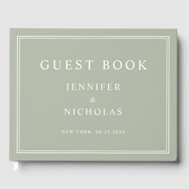Livre D'or Elegant Sage Green Wedding (Recto)