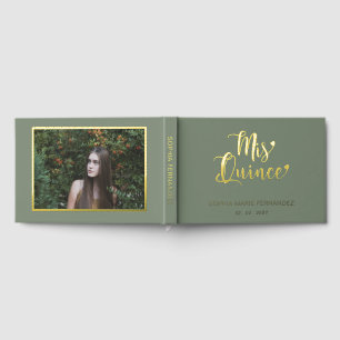 Livre D'or Elégant Sage Or moderne Photo Quinceañera