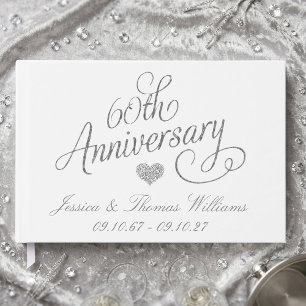 Livre D'or Élégant Script 60e Anniversaire de Mariage de Diam