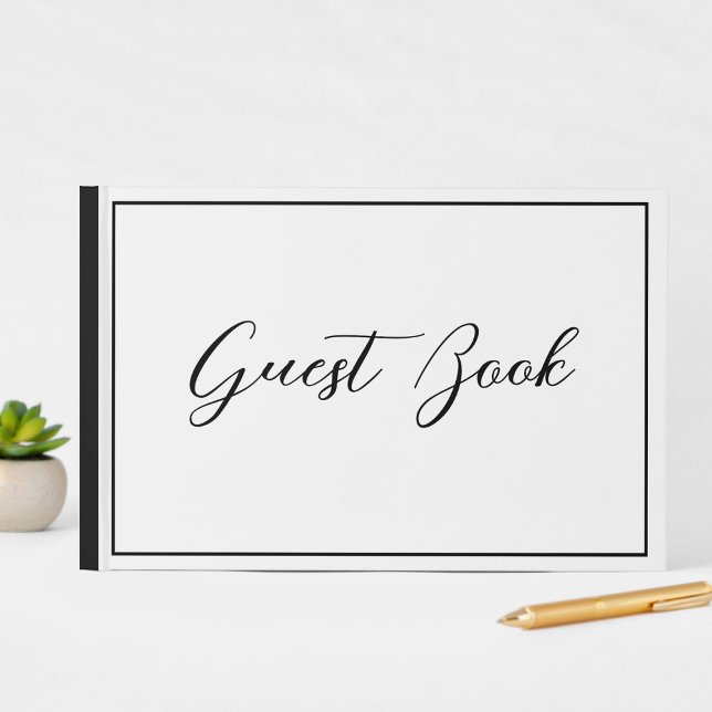 Livre D'or Élégant script calligraphique noir et blanc   (Créateur téléchargé)