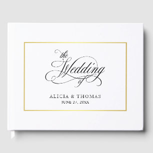 Livre D'or Élégant Script fleurit Mariage de calligraphie