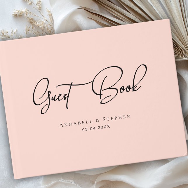 Livre D'or Elegant Script Font Blush Pink Wedding  (Elegant Script Font Blush Pink Wedding Custom Guest Book)