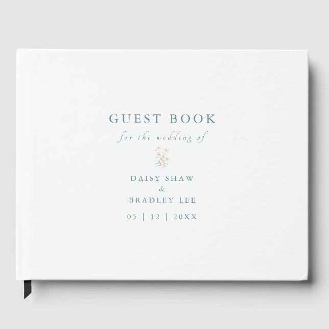 Livre D'or Elegant Script Modern Watercolor Daisy (Recto)