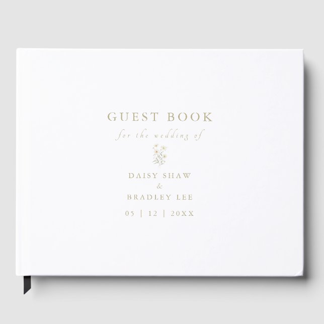 Livre D'or Elegant Script Modern Watercolor Daisy (Recto)
