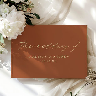 Livre D'or Élégant script moderne Mariage photo en terre cuit