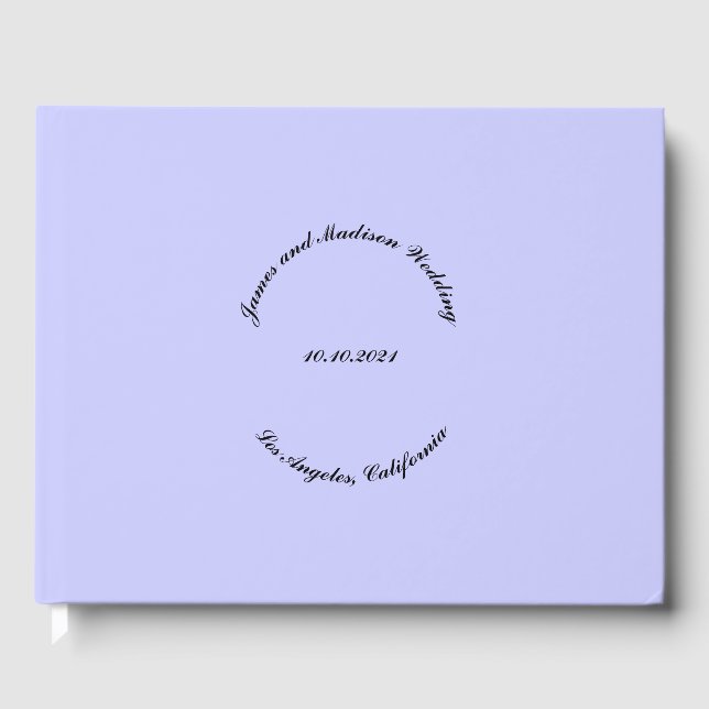 Livre D'or Élégant script Nom personnalisé date lavande maria (Recto)