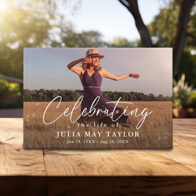 Livre D'or Elegant Script Photo Celebrating the Life of  (Créateur téléchargé)
