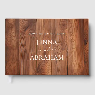 Livre D'or Élégant Script Rustic Wood Mariage