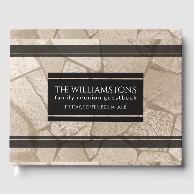 Livre D'or Elégant Sepia Toned Cracked Stones (Recto)