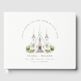 Livre D'or Élégant simple catholique Mariage de l'église aqua