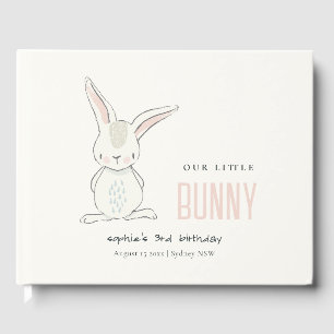 Livre D'or Élégant Simple Cute Bunny Pink Blush Anniversaire