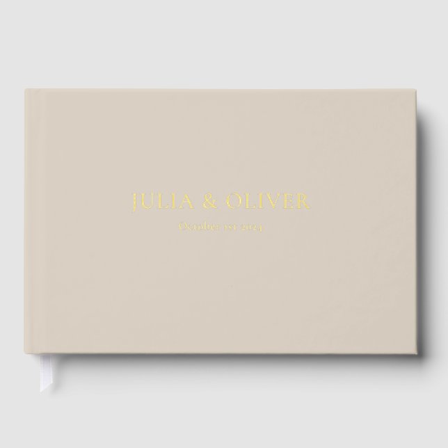 Livre D'or Elegant Simple Wedding | Linen Foil Design (Recto)