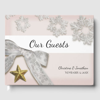 Livre D'or Élégant Snowflakes Winter Wedding Guest Book