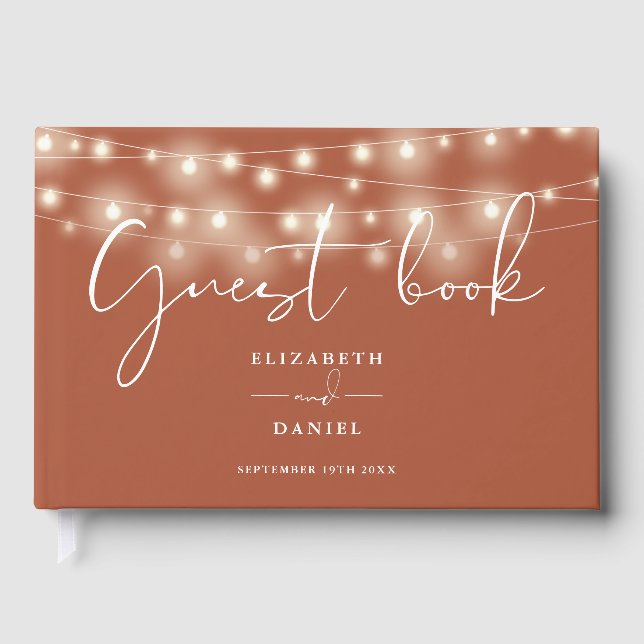 Livre D'or Elegant String Lights Terracotta Wedding (Recto)