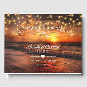 Livre D'or Elégant Sunset Beach String Lights Mariage été