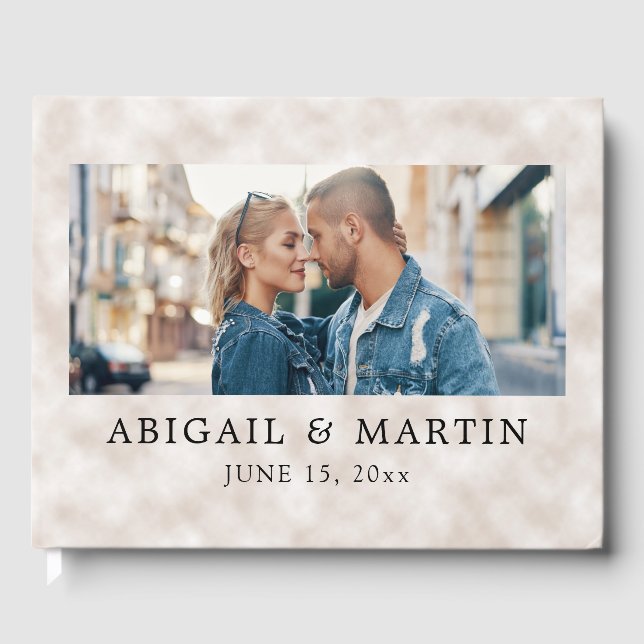 Livre D'or Élégant Tan 2 Photo Mariage mariée Salle (Recto)