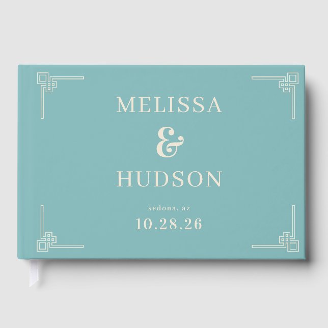 Livre D'or Elegant Teal Geometric (Recto)