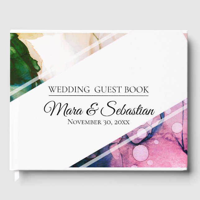 Livre D'or *~* Elégant Turquoise Peach Mariage d'aquarelle (Recto)