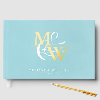 Livre D'or Elégant verre de mer Turquoise Mariage or