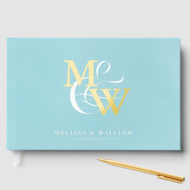 Livre D'or Elégant verre de mer Turquoise Mariage or (Créateur téléchargé)