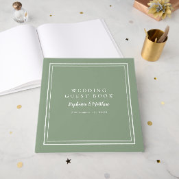 Livre d'or élégant vert sauge pour mariage